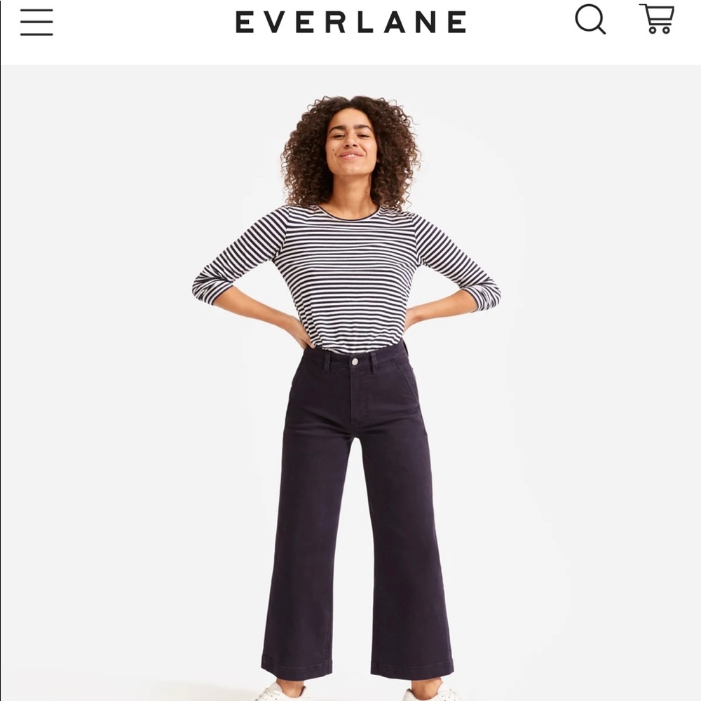 Evelane Wide Leg Crop Pants Navy